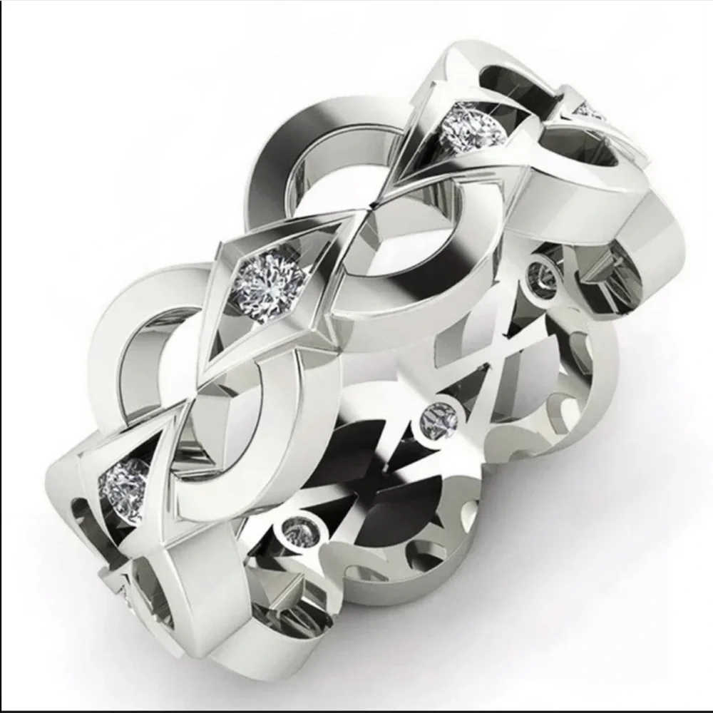 New Women’s 925 Silver Beautiful Diamond Ring - Picture 2 of 3